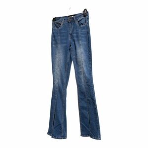 Fashion Nova Medium Wash Flare Jeans with Slit Hem Size 1. Hardly Worn